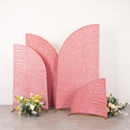 Set of 4 Rose Gold Chiara Wedding Arch Covers Shimmer Tinsel Finish, Fitted Covers For Half Moon Backdrop Stands - 2.5ft, 5ft, 6ft, 7ft - Bell Racket Store