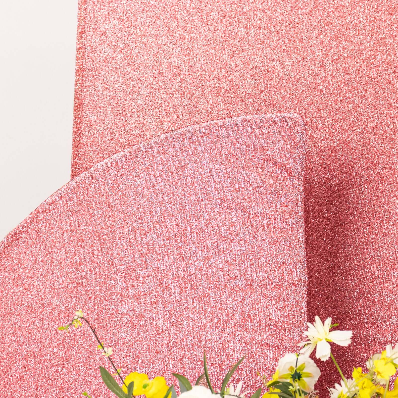 Set of 4 Rose Gold Chiara Wedding Arch Covers Shimmer Tinsel Finish, Fitted Covers For Half Moon Backdrop Stands - 2.5ft, 5ft, 6ft, 7ft - Bell Racket Store