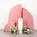 Set of 4 Rose Gold Chiara Wedding Arch Covers Shimmer Tinsel Finish, Fitted Covers For Half Moon Backdrop Stands - 2.5ft, 5ft, 6ft, 7ft - Bell Racket Store