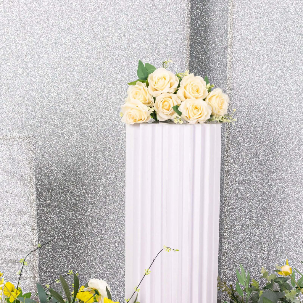 Set of 4 Silver Chiara Wedding Arch Covers Shimmer Tinsel Finish, Fitted Covers For Half Moon Backdrop Stands - 2.5ft, 5ft, 6ft, 7ft - Bell Racket Store