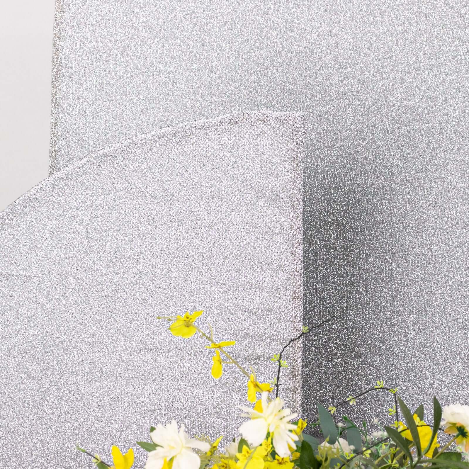 Set of 4 Silver Chiara Wedding Arch Covers Shimmer Tinsel Finish, Fitted Covers For Half Moon Backdrop Stands - 2.5ft, 5ft, 6ft, 7ft - Bell Racket Store