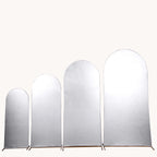 Set of 4 Silver Spandex Chiara Wedding Arch Covers With Metallic Finish, Fitted Covers For Round Top Backdrop Stands - 4ft, 5ft, 6ft, 7ft - Bell Racket Store
