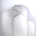 Set of 4 Silver Spandex Chiara Wedding Arch Covers With Metallic Finish, Fitted Covers For Round Top Backdrop Stands - 4ft, 5ft, 6ft, 7ft - Bell Racket Store