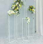 Set of 4 Wedding Arches Slim White Metal Rectangular Design Backdrop Stands - Floral Display Frames 3.6ft - 6.5ft - Bell Racket Store