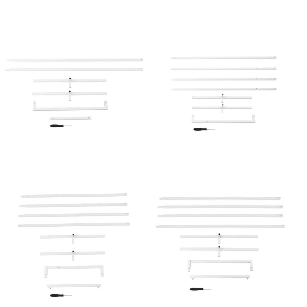 Set of 4 Wedding Arches Slim White Metal Rectangular Design Backdrop Stands - Floral Display Frames 3.6ft - 6.5ft - Bell Racket Store