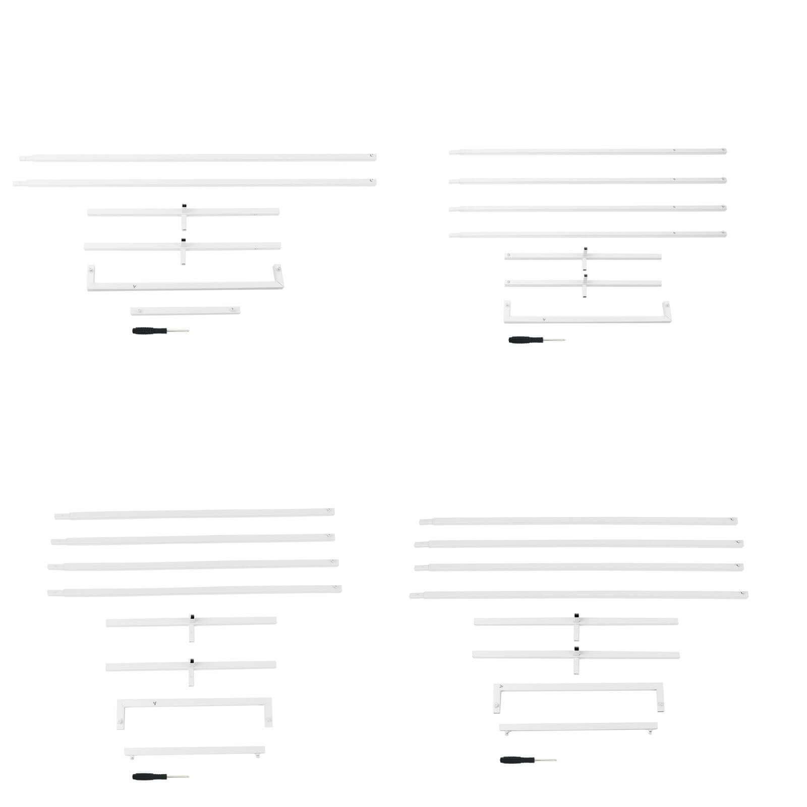 Set of 4 Wedding Arches Slim White Metal Rectangular Design Backdrop Stands - Floral Display Frames 3.6ft - 6.5ft - Bell Racket Store