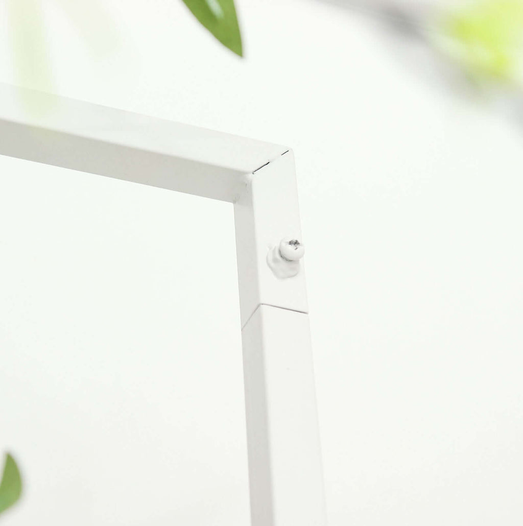 Set of 4 Wedding Arches Slim White Metal Rectangular Design Backdrop Stands - Floral Display Frames 3.6ft - 6.5ft - Bell Racket Store