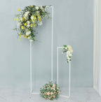 Set of 4 Wedding Arches Slim White Metal Rectangular Design Backdrop Stands - Floral Display Frames 3.6ft - 6.5ft - Bell Racket Store