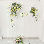 Set of 4 Wedding Arches Slim White Metal Rectangular Design Backdrop Stands - Floral Display Frames 3.6ft - 6.5ft - Bell Racket Store