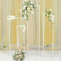 Set of 4 Wedding Arches Slim White Metal Rectangular Design Backdrop Stands - Floral Display Frames 3.6ft - 6.5ft - Bell Racket Store