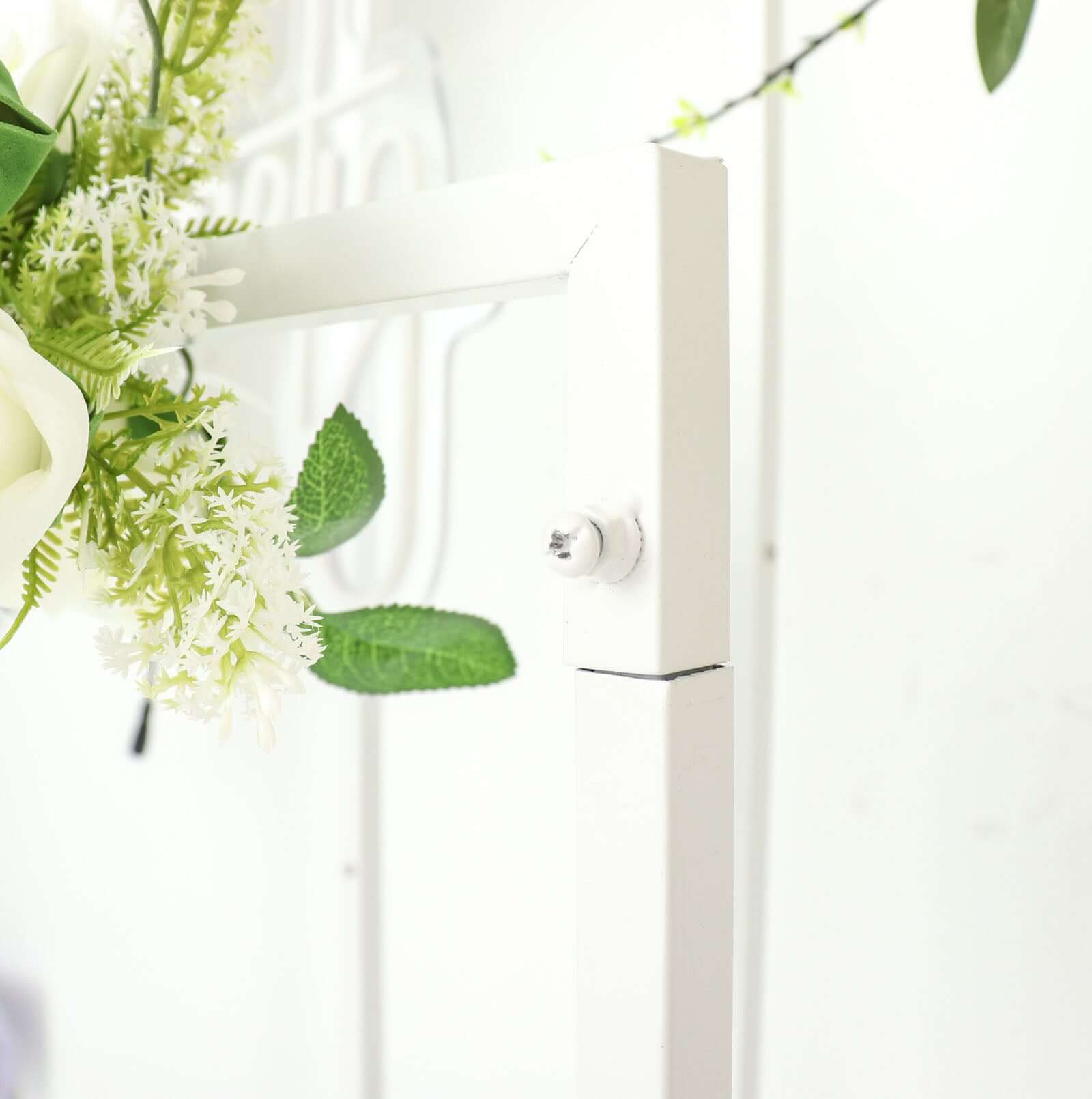 Set of 4 Wedding Arches Slim White Metal Rectangular Design Backdrop Stands - Floral Display Frames 3.6ft - 6.5ft - Bell Racket Store