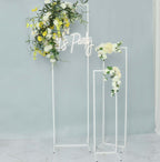Set of 4 Wedding Arches Slim White Metal Rectangular Design Backdrop Stands - Floral Display Frames 3.6ft - 6.5ft - Bell Racket Store