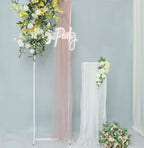 Set of 4 Wedding Arches Slim White Metal Rectangular Design Backdrop Stands - Floral Display Frames 3.6ft - 6.5ft - Bell Racket Store