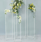 Set of 4 Wedding Arches Slim White Metal Rectangular Design Backdrop Stands - Floral Display Frames 3.6ft - 6.5ft - Bell Racket Store