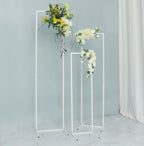 Set of 4 Wedding Arches Slim White Metal Rectangular Design Backdrop Stands - Floral Display Frames 3.6ft - 6.5ft - Bell Racket Store