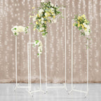Set of 4 Wedding Arches Slim White Metal Rectangular Design Backdrop Stands - Floral Display Frames 3.6ft - 6.5ft - Bell Racket Store