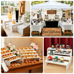 Set of 4 Wooden Display Risers Whitewash Rectangular Bench Style - Stackable Rustic Farmhouse Nesting Stands 14", 16", 17", 19" - Bell Racket Store