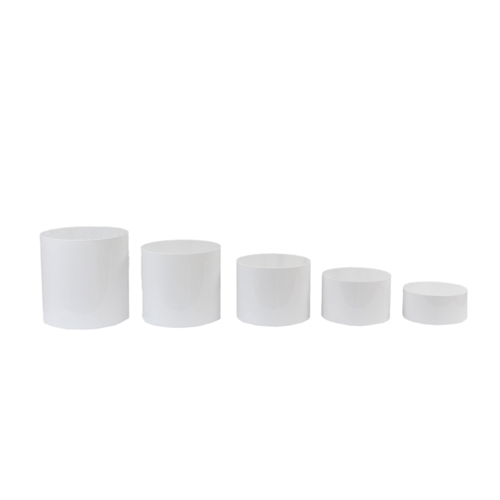 Set of 5 Acrylic Cake Stands Cylinder Design Round Clear - Display Risers for Events 8.5", 9", 10", 11", 12" - Bell Racket Store