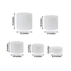 Set of 5 Acrylic Cake Stands Cylinder Design Round Clear - Display Risers for Events 8.5", 9", 10", 11", 12" - Bell Racket Store