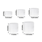 Set of 5 Acrylic Cake Stands Cylinder Design Round White - Display Risers for Events 8.5", 9", 10", 11", 12" - Bell Racket Store