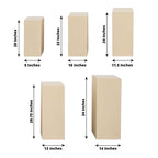 Set of 5 Beige Spandex Rectangle Pedestal Stand Covers, Stretchable Pillar Prop Covers - 160 GSM - Bell Racket Store