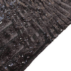 Set of 5 Black Sequin Mesh Cylinder Pedestal Stand Covers with Geometric Pattern Embroidery, Sparkly Sheer Tulle Pillar Prop Covers - Bell Racket Store