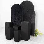 Set of 5 Black Spandex Rectangle Pedestal Stand Covers, Stretchable Pillar Prop Covers - 160 GSM - Bell Racket Store