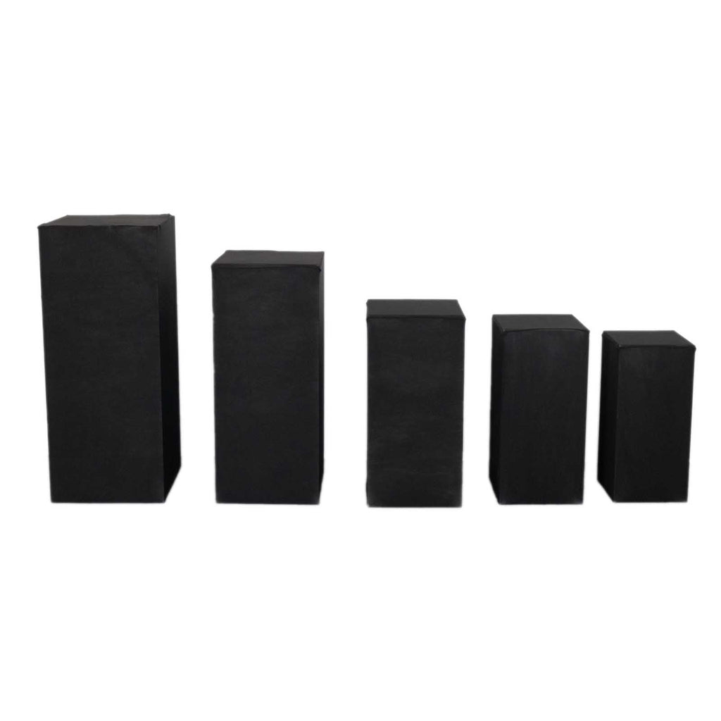 Set of 5 Black Spandex Rectangle Pedestal Stand Covers, Stretchable Pillar Prop Covers - 160 GSM - Bell Racket Store