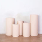 Set of 5 Blush Spandex Cylinder Pedestal Stand Covers, Stretchable Pillar Prop Covers - 160 GSM - Bell Racket Store