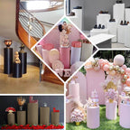 Set of 5 Blush Spandex Cylinder Pedestal Stand Covers, Stretchable Pillar Prop Covers - 160 GSM - Bell Racket Store