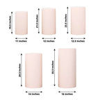 Set of 5 Blush Spandex Cylinder Pedestal Stand Covers, Stretchable Pillar Prop Covers - 160 GSM - Bell Racket Store
