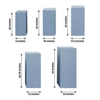 Set of 5 Dusty Blue Spandex Rectangle Pedestal Stand Covers, Stretchable Pillar Prop Covers - 160 GSM - Bell Racket Store