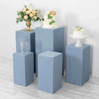 Set of 5 Dusty Blue Spandex Rectangle Pedestal Stand Covers, Stretchable Pillar Prop Covers - 160 GSM - Bell Racket Store