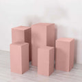 Set of 5 Dusty Rose Spandex Rectangle Pedestal Stand Covers, Stretchable Pillar Prop Covers - 160 GSM - Bell Racket Store