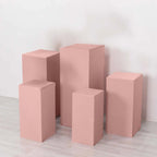 Set of 5 Dusty Rose Spandex Rectangle Pedestal Stand Covers, Stretchable Pillar Prop Covers - 160 GSM - Bell Racket Store