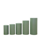 Set of 5 Dusty Sage Green Spandex Cylinder Pedestal Stand Covers, Stretchable Pillar Prop Covers - 160 GSM - Bell Racket Store