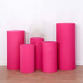 Set of 5 Fuchsia Spandex Cylinder Pedestal Stand Covers, Stretchable Pillar Prop Covers - 160 GSM - Bell Racket Store