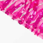 Set of 5 Fuchsia Wave Mesh Cylinder Pedestal Stand Covers with Embroidered Sequins, Pillar Prop Covers - 160 GSM - Bell Racket Store