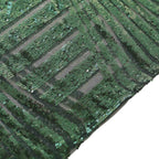 Set of 5 Hunter Emerald Green Sequin Mesh Cylinder Pedestal Stand Covers with Geometric Pattern Embroidery, Sparkly Sheer Tulle Pillar Prop Covers - Bell Racket Store