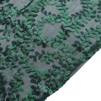 Set of 5 Hunter Emerald Green Sequin Mesh Cylinder Pedestal Stand Covers with Leaf Vine Embroidery, Sparkly Sheer Tulle Pillar Prop Covers - Bell Racket Store