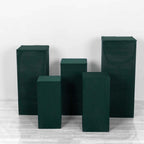 Set of 5 Hunter Emerald Green Spandex Rectangle Pedestal Stand Covers, Stretchable Pillar Prop Covers - 160 GSM - Bell Racket Store