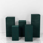 Set of 5 Hunter Emerald Green Spandex Rectangle Pedestal Stand Covers, Stretchable Pillar Prop Covers - 160 GSM - Bell Racket Store