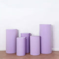 Set of 5 Lavender Lilac Spandex Cylinder Pedestal Stand Covers, Stretchable Pillar Prop Covers - 160 GSM - Bell Racket Store
