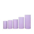 Set of 5 Lavender Lilac Spandex Cylinder Pedestal Stand Covers, Stretchable Pillar Prop Covers - 160 GSM - Bell Racket Store