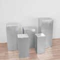 Set of 5 Metallic Silver Spandex Rectangle Pedestal Stand Covers, Stretchable Pillar Prop Covers - 160 GSM - Bell Racket Store