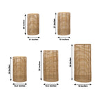 Set of 5 Natural Woven Rattan Wicker Pedestal Stands, Boho Chic Side Table Cylinder Cake Dessert Plant Display Stands - 20",21",24",29",36" - Bell Racket Store
