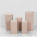 Set of 5 Nude Spandex Rectangle Pedestal Stand Covers, Stretchable Pillar Prop Covers - 160 GSM - Bell Racket Store