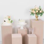 Set of 5 Nude Spandex Rectangle Pedestal Stand Covers, Stretchable Pillar Prop Covers - 160 GSM - Bell Racket Store