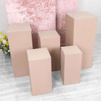 Set of 5 Nude Spandex Rectangle Pedestal Stand Covers, Stretchable Pillar Prop Covers - 160 GSM - Bell Racket Store
