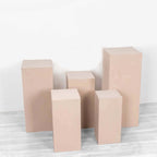 Set of 5 Nude Spandex Rectangle Pedestal Stand Covers, Stretchable Pillar Prop Covers - 160 GSM - Bell Racket Store